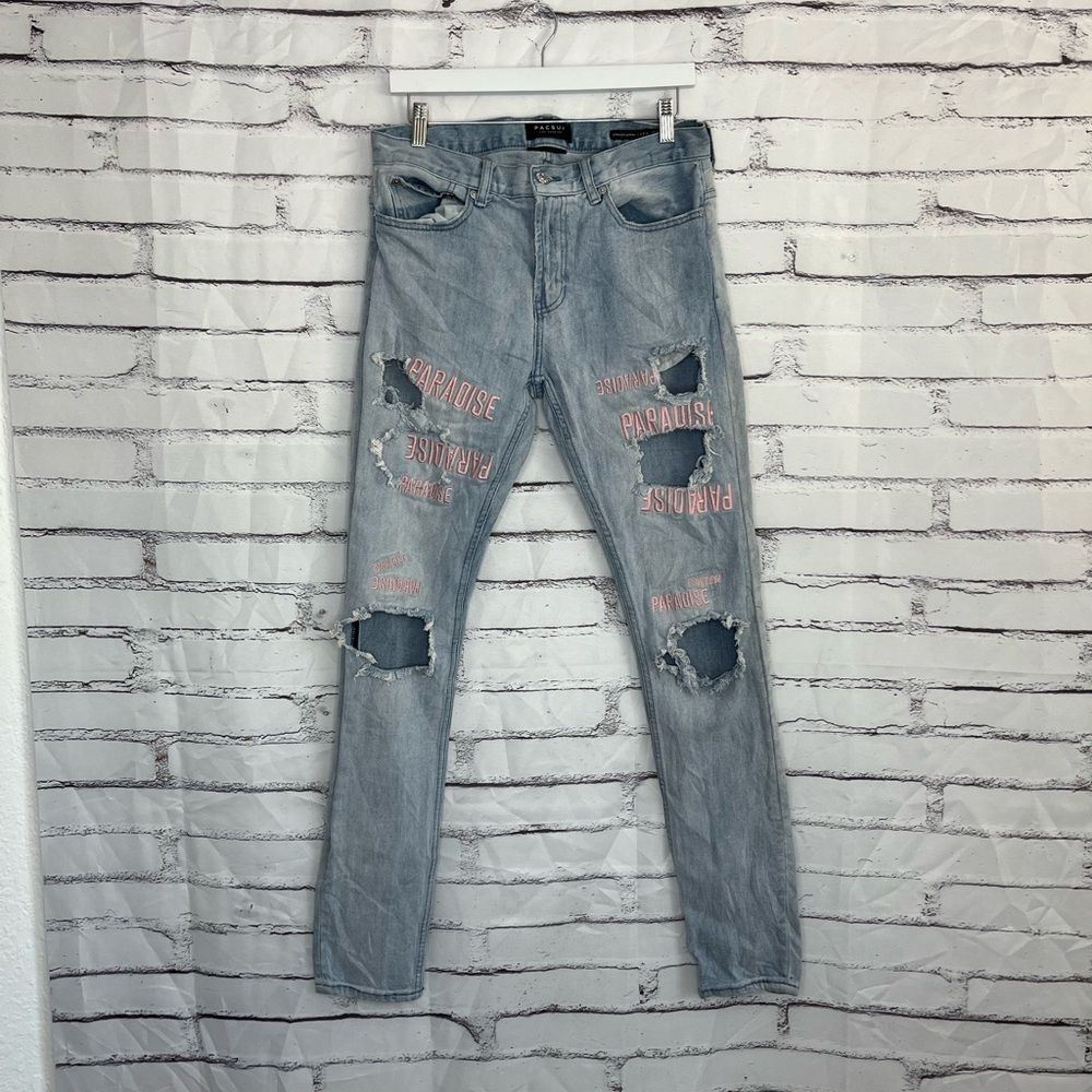 PacSun Women’s High-Waist Stacked Skinny Jeans Light Wash 31x32 Stretch Y2K